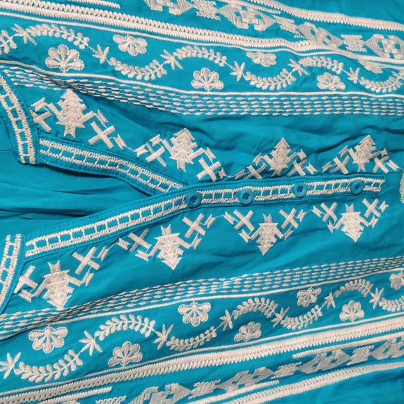 NORDSTROM Andree Rayon Aztec Floral Embroidered Tunic/ Cover Up EUC sz 1X - Picture 6 of 10